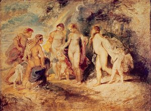 O Julgamento de Paris, c.1599-1601 (óleo sobre cobre)